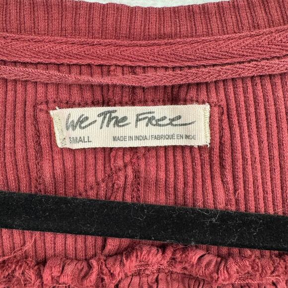 We the Free People Oversized Waterfall Blouse Womens Small Wine Red Boxy Flowy - Picture 5 of 9